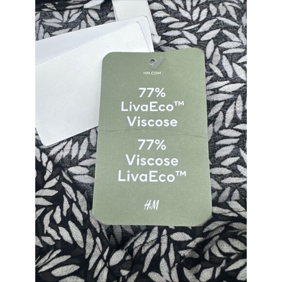 H & M Women’s Black White Sleeveless Button Front Viscose Mini Dress Sz M NEW - Picture 7 of 9